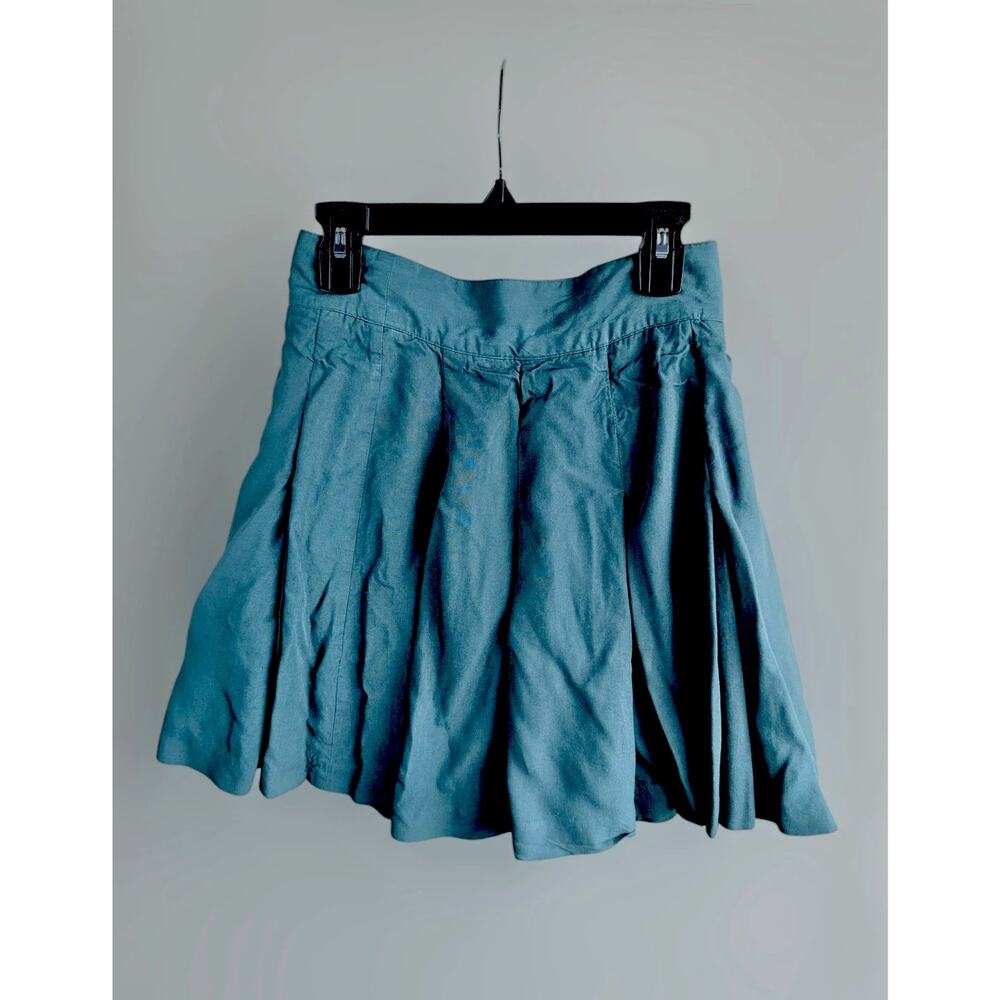 Paul Et Duffier Vintage Women’s Pleated Mini Skirt Blue High Waist Flared Size 2